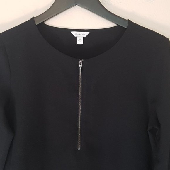 Calvin Klein black crepe 3/4 zip tunic blouse - Picture 2 of 6